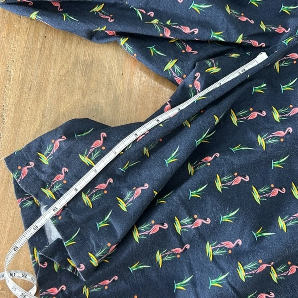 Madda Fella Mens Flamingo Print Chino Shorts Navy Blue Tropical Key West Size 32